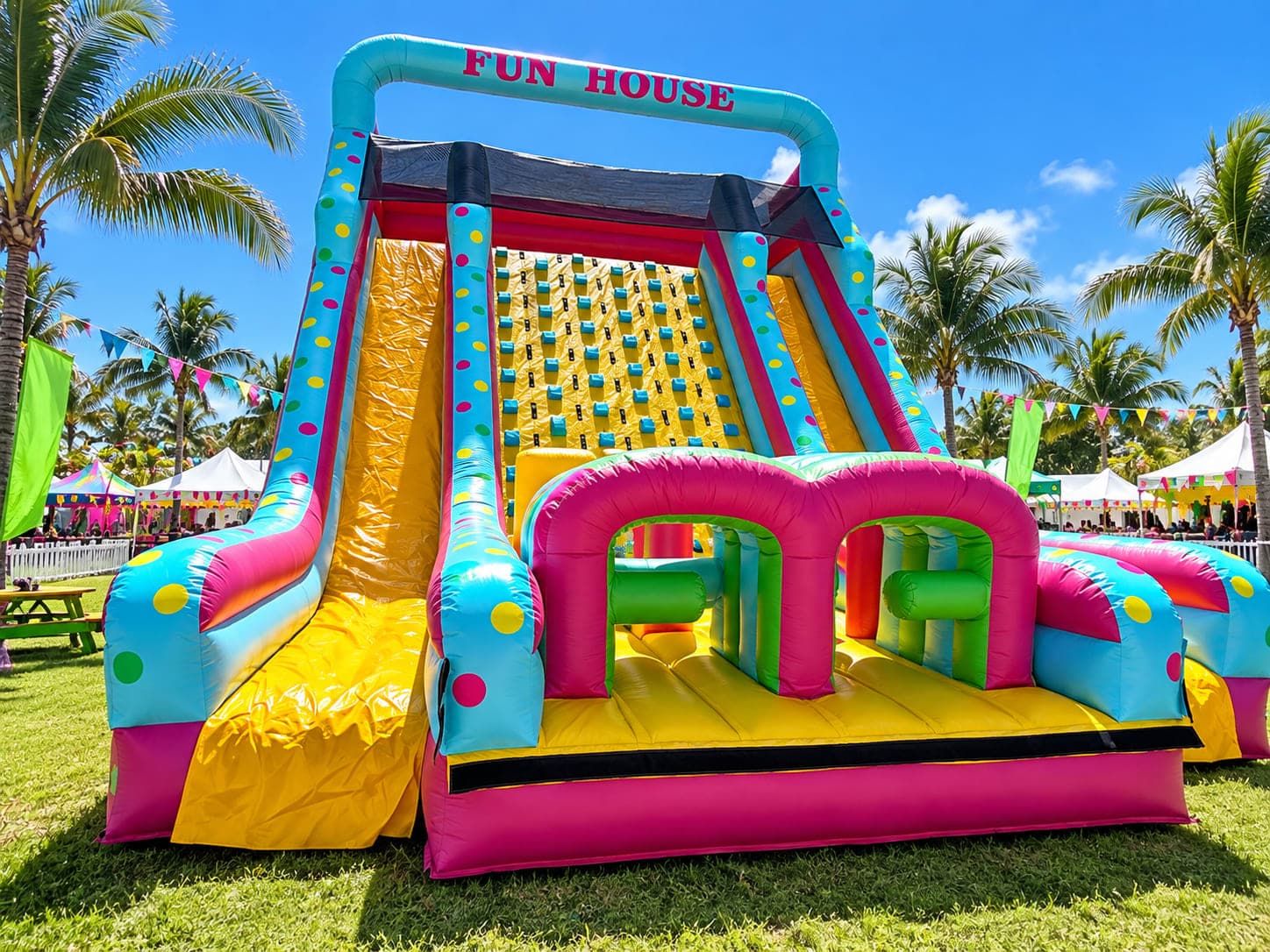 Colorful Fun House Inflatable Festival Attraction