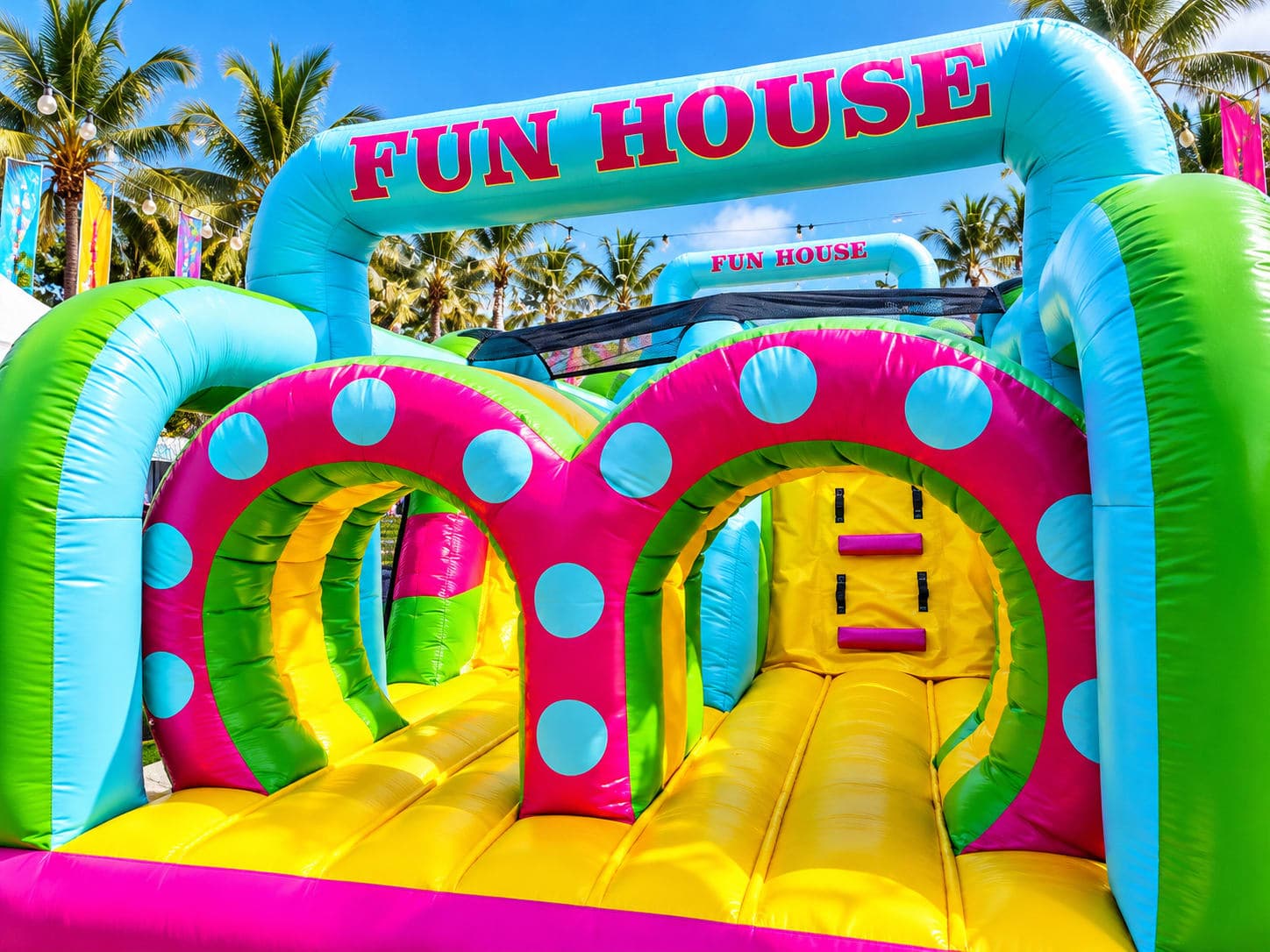 Vibrant Tropical Fun House Obstacle Course