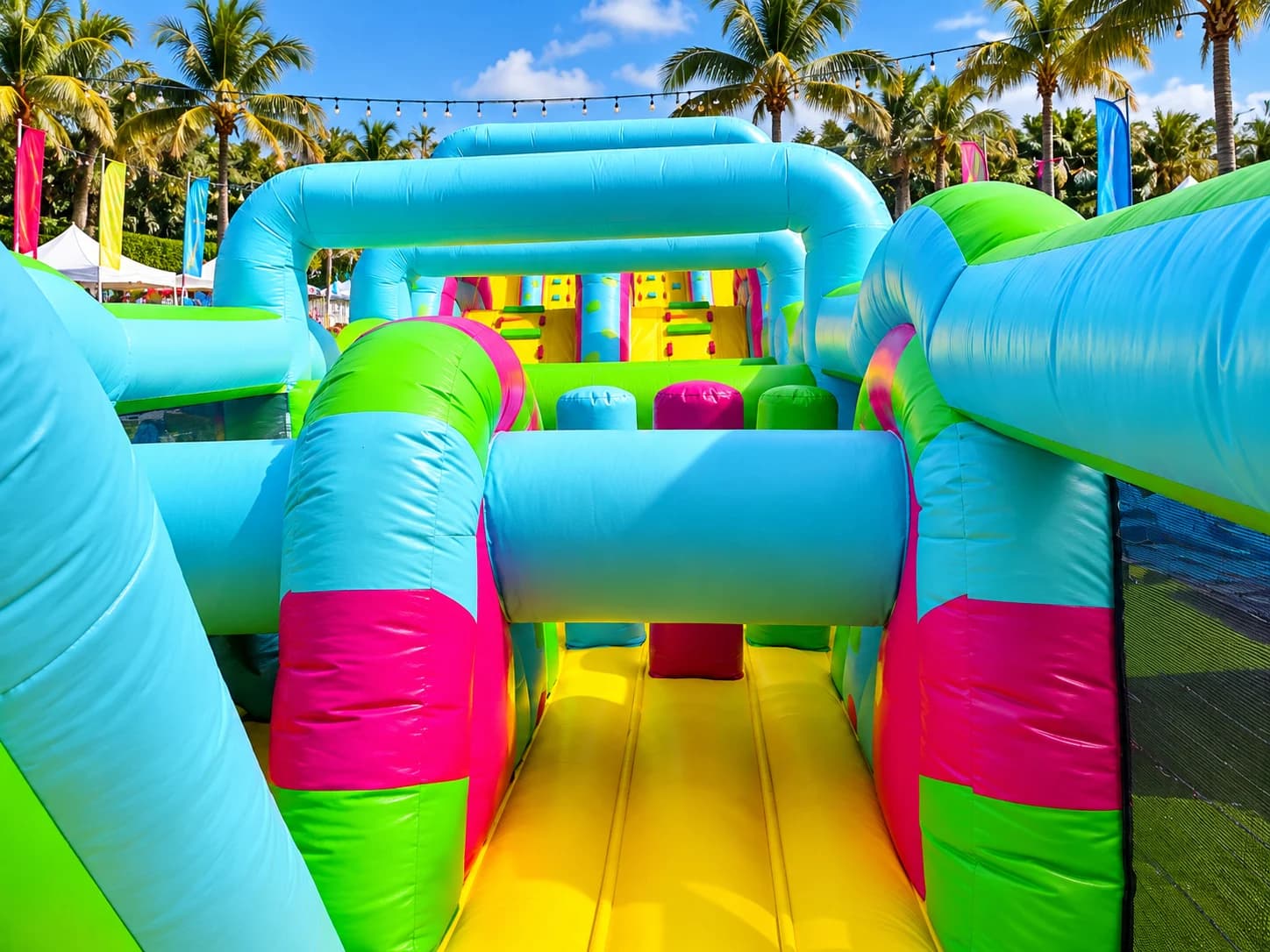 Vibrant Tropical Inflatable Obstacle Course
