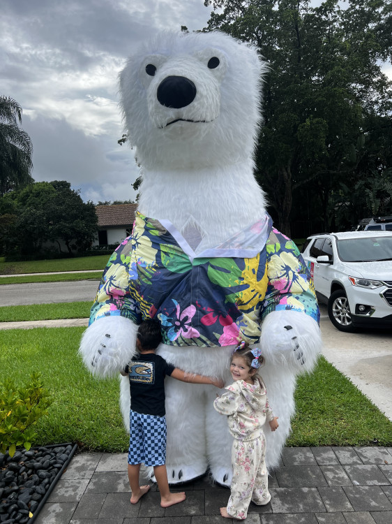 Polar Bear in Hawaiian Shirt Mascot